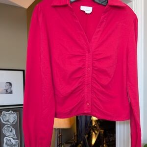 Sundays Vibrant Red Fuschia Color Button Down Shirt